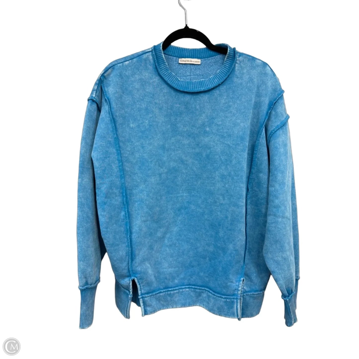 Sweatshirt Crewneck By Zenana In Blue, Size: M