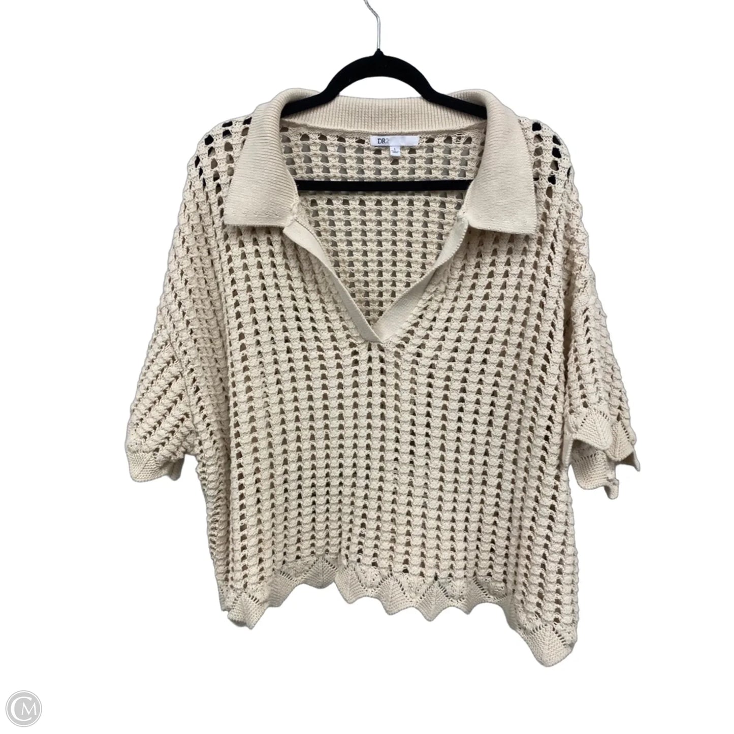 Sweater Short Sleeve By Dr2 In Tan, Size: L