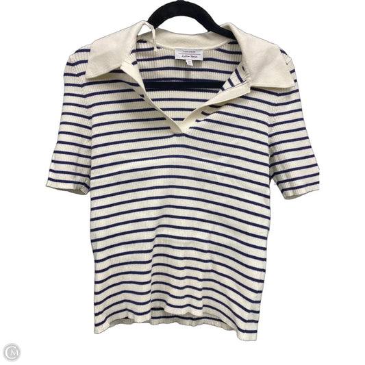 Sweater Short Sleeve By Clothes Mentor In Blue & Cream, Size: M