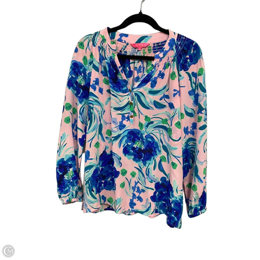 Blouse Designer By Lilly Pulitzer In Blue & Pink, Size: S