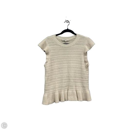 Sweater Short Sleeve By Loft In Cream, Size: Lp