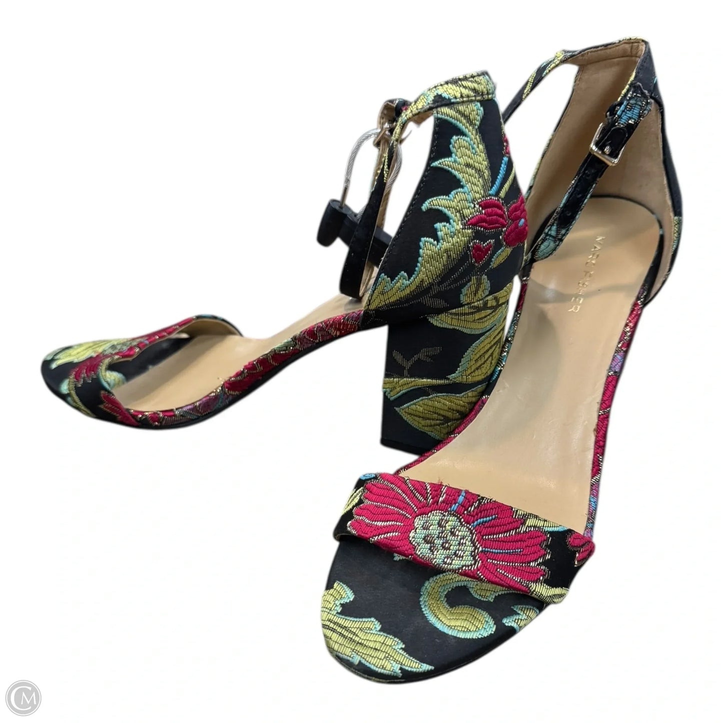 Sandals Heels Block By Marc Fisher In Floral Print, Size: 11
