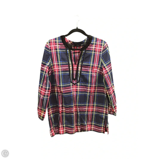 Top 3/4 Sleeve By Talbots In Plaid Pattern, Size: M