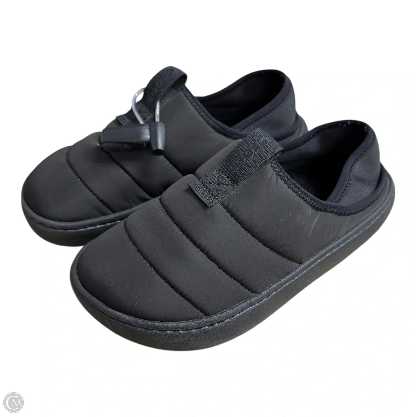 Shoes Flats By Crocs In Black, Size: 5