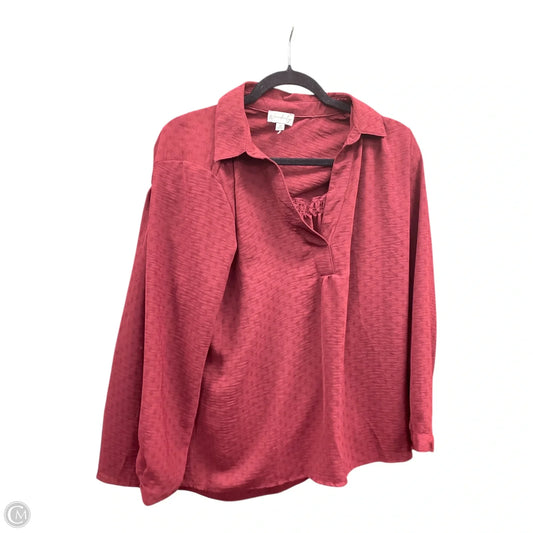 Blouse Long Sleeve By Wonderly In Maroon, Size: M