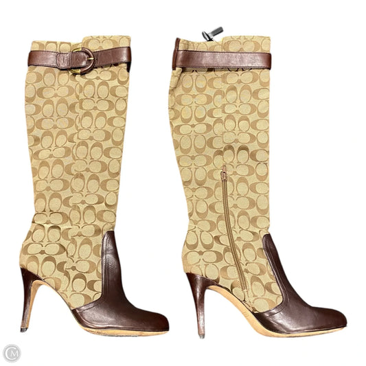 Boots Designer By Coach In Brown & Tan, Size: 9.5