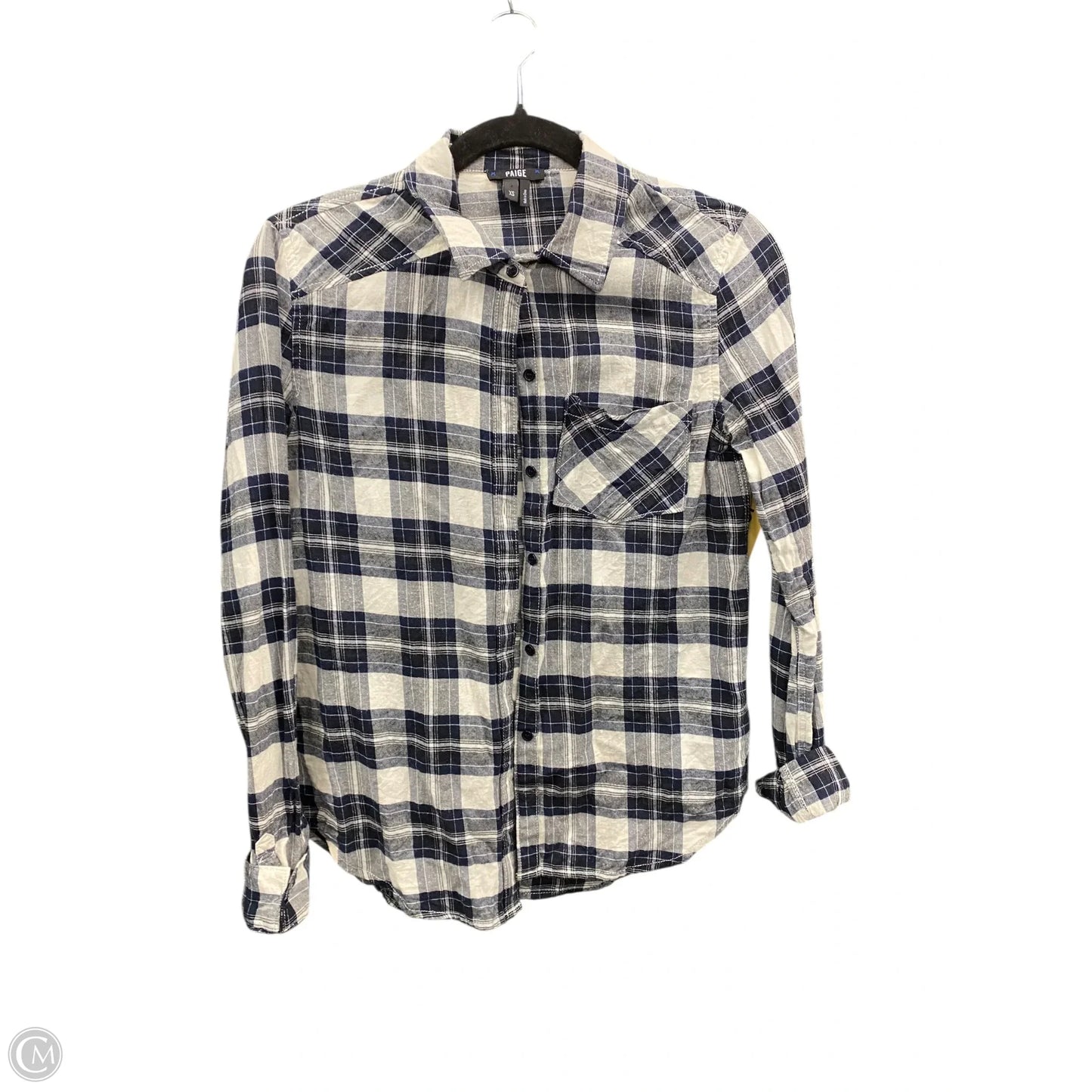 Top Long Sleeve By Paige In Plaid Pattern, Size: Xs