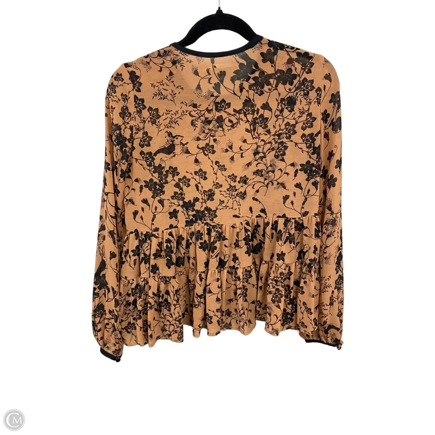 Top Long Sleeve By Kimichi Blue In Black & Brown, Size: S