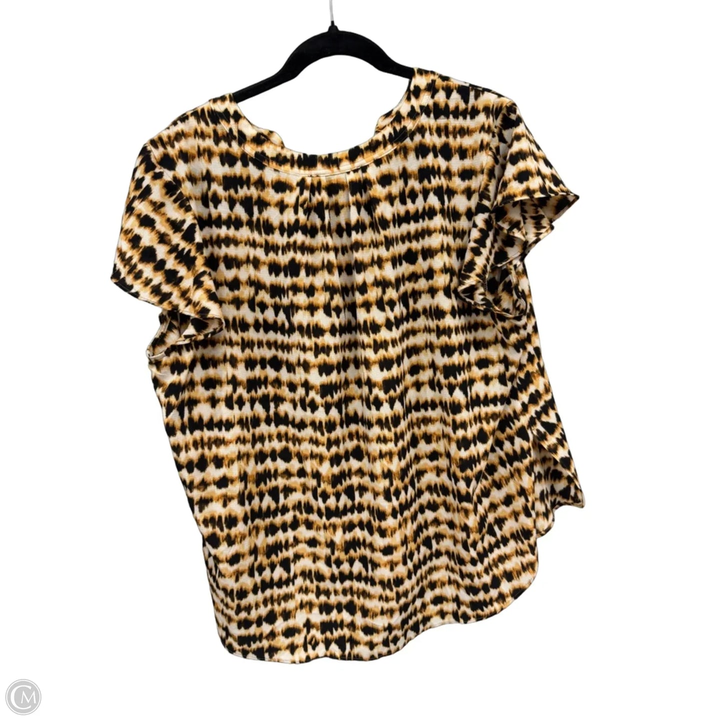Blouse Short Sleeve By Calvin Klein In Black & Cream, Size: 1x