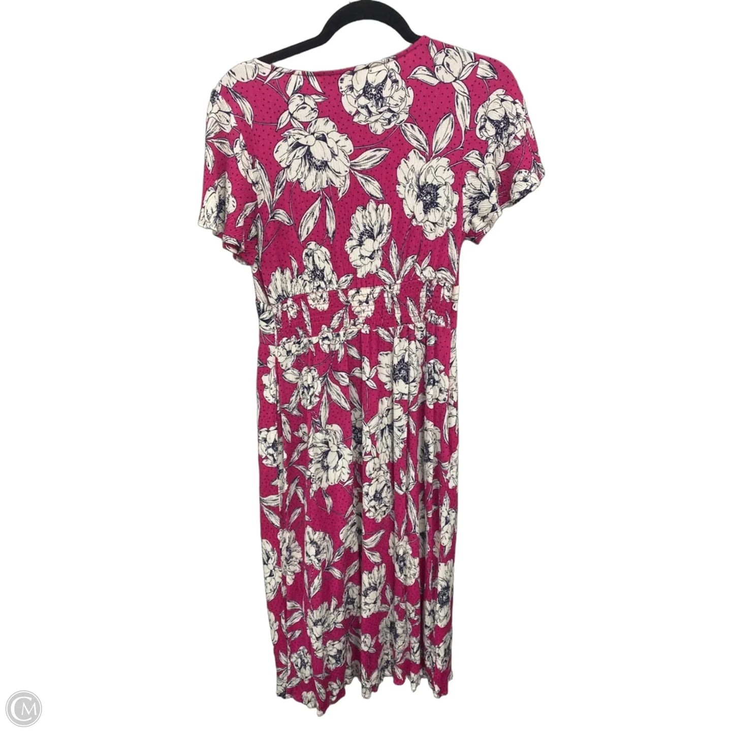 Dress Casual Midi By Loft In Pink & White, Size: S