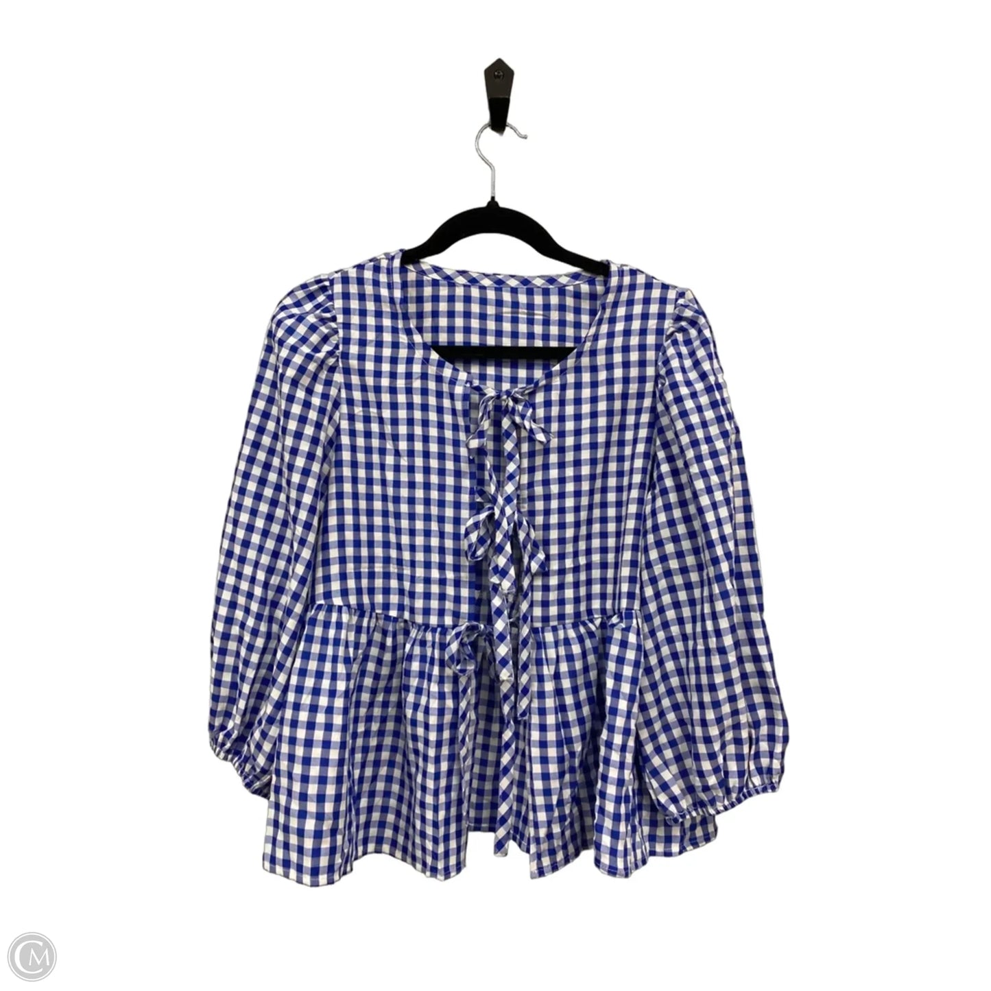 Top 3/4 Sleeve By Clothes Mentor In Blue & White, Size: M