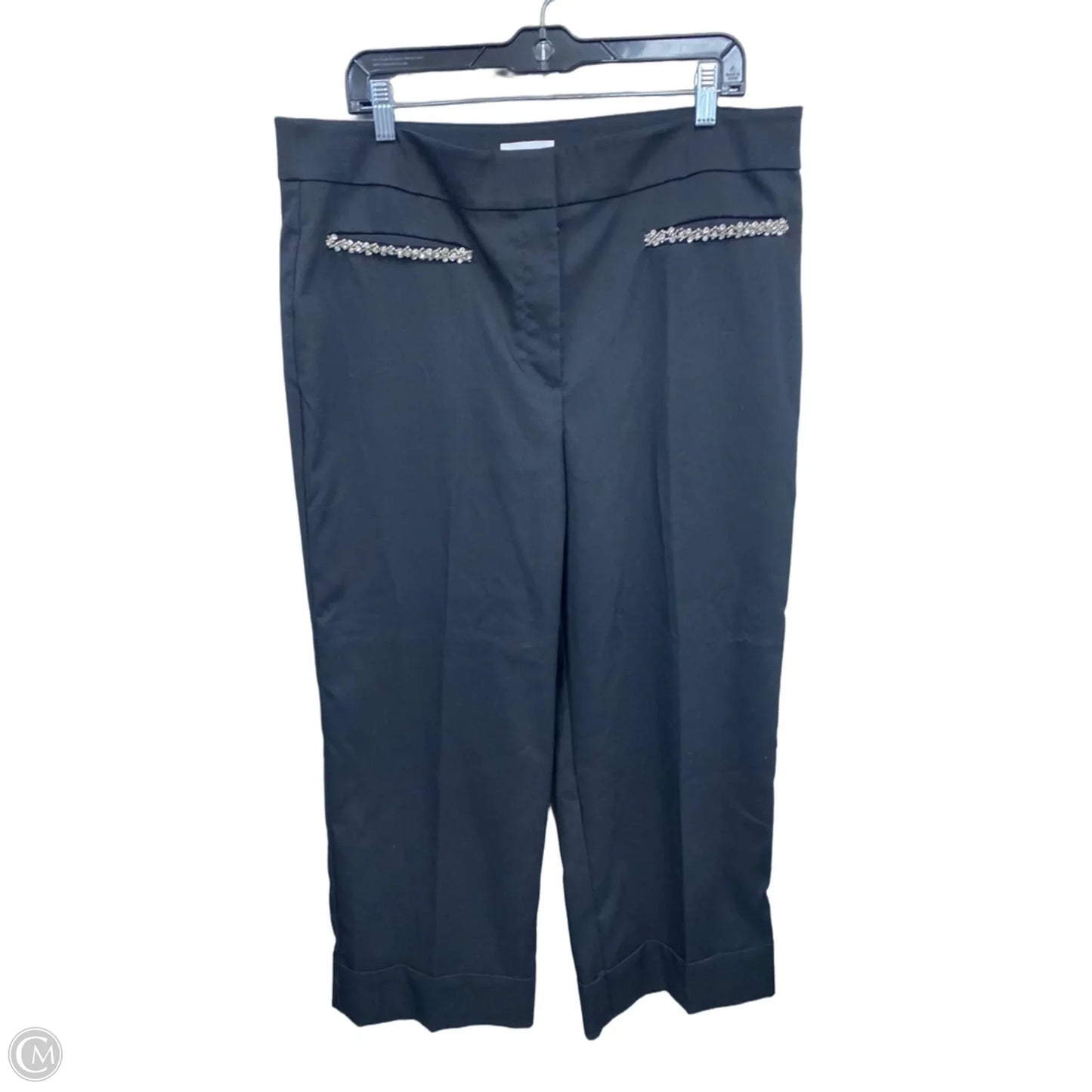 Pants Wide Leg By Loft In Black & Silver, Size: 16