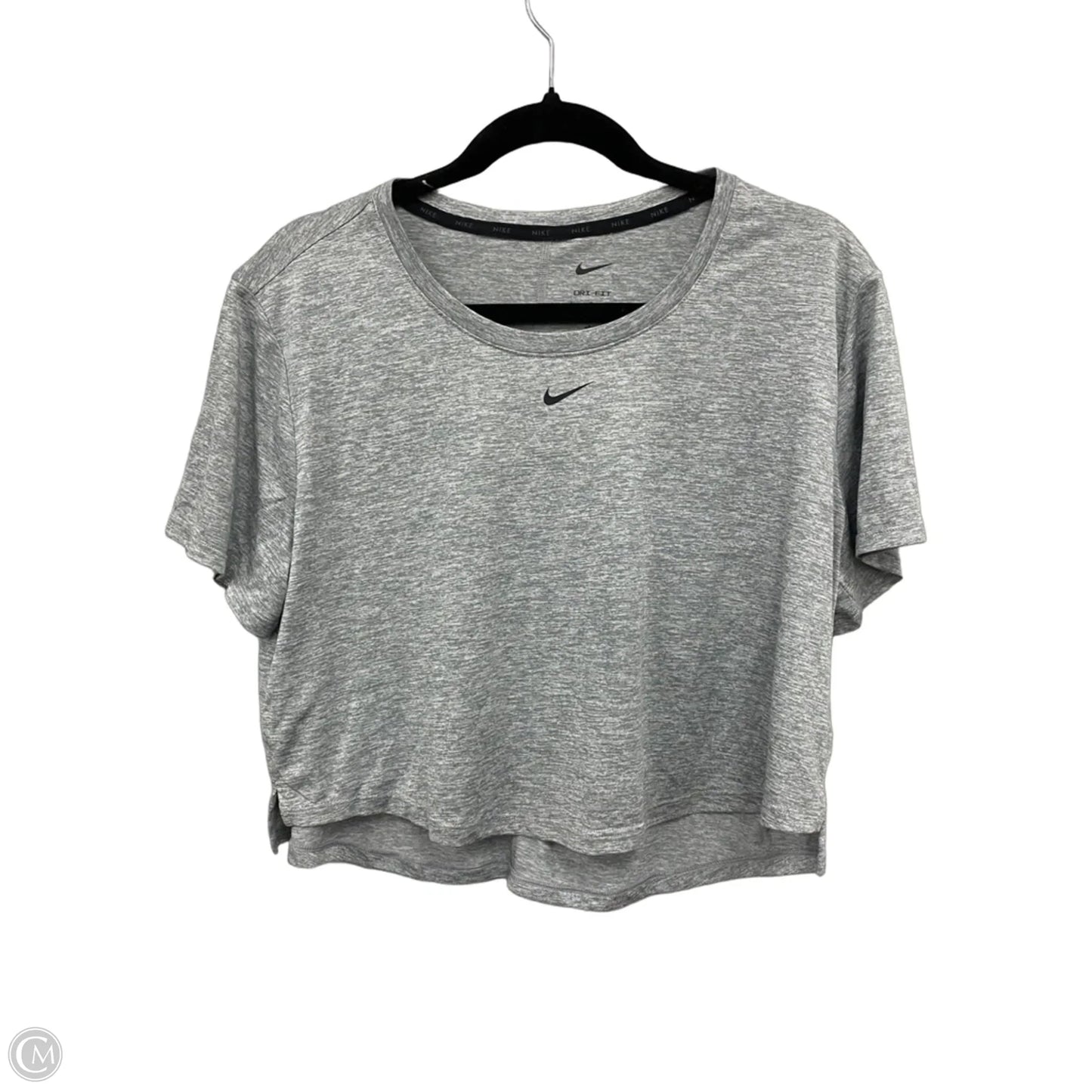 Athletic Top Short Sleeve By Nike In Grey, Size: L