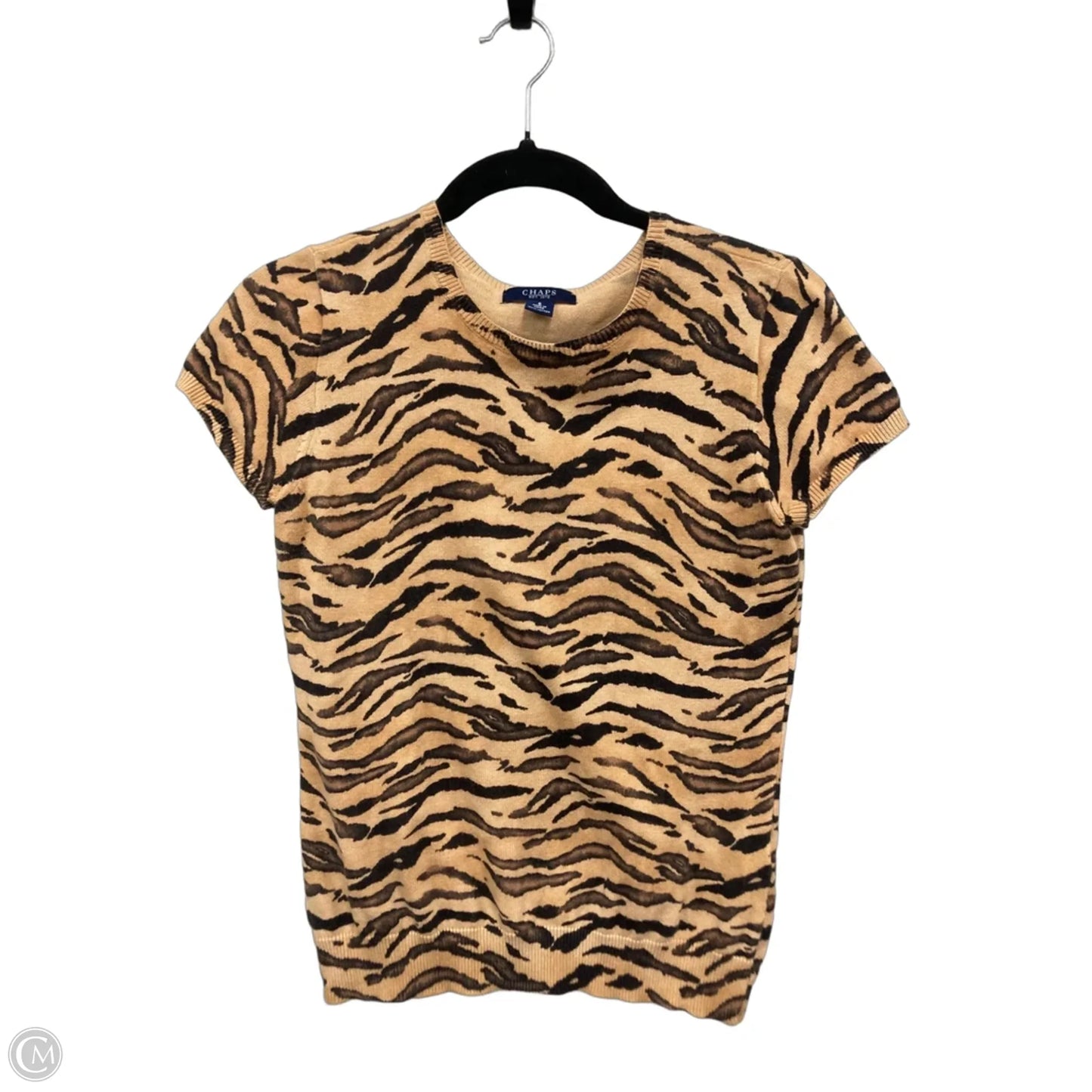 Top Short Sleeve By Chaps In Black & Brown, Size: S