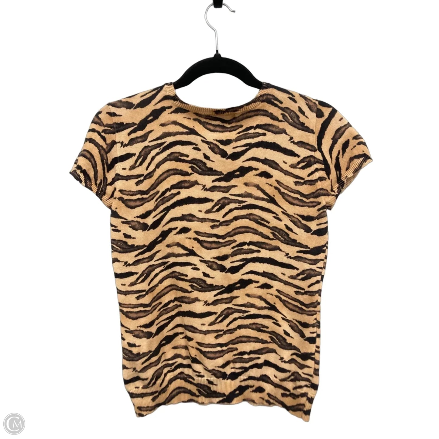 Top Short Sleeve By Chaps In Black & Brown, Size: S
