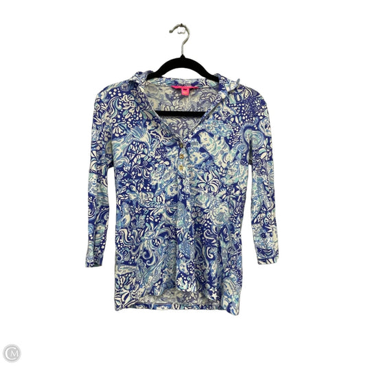 Top 3/4 Sleeve Designer By Lilly Pulitzer In Blue & White, Size: Xs