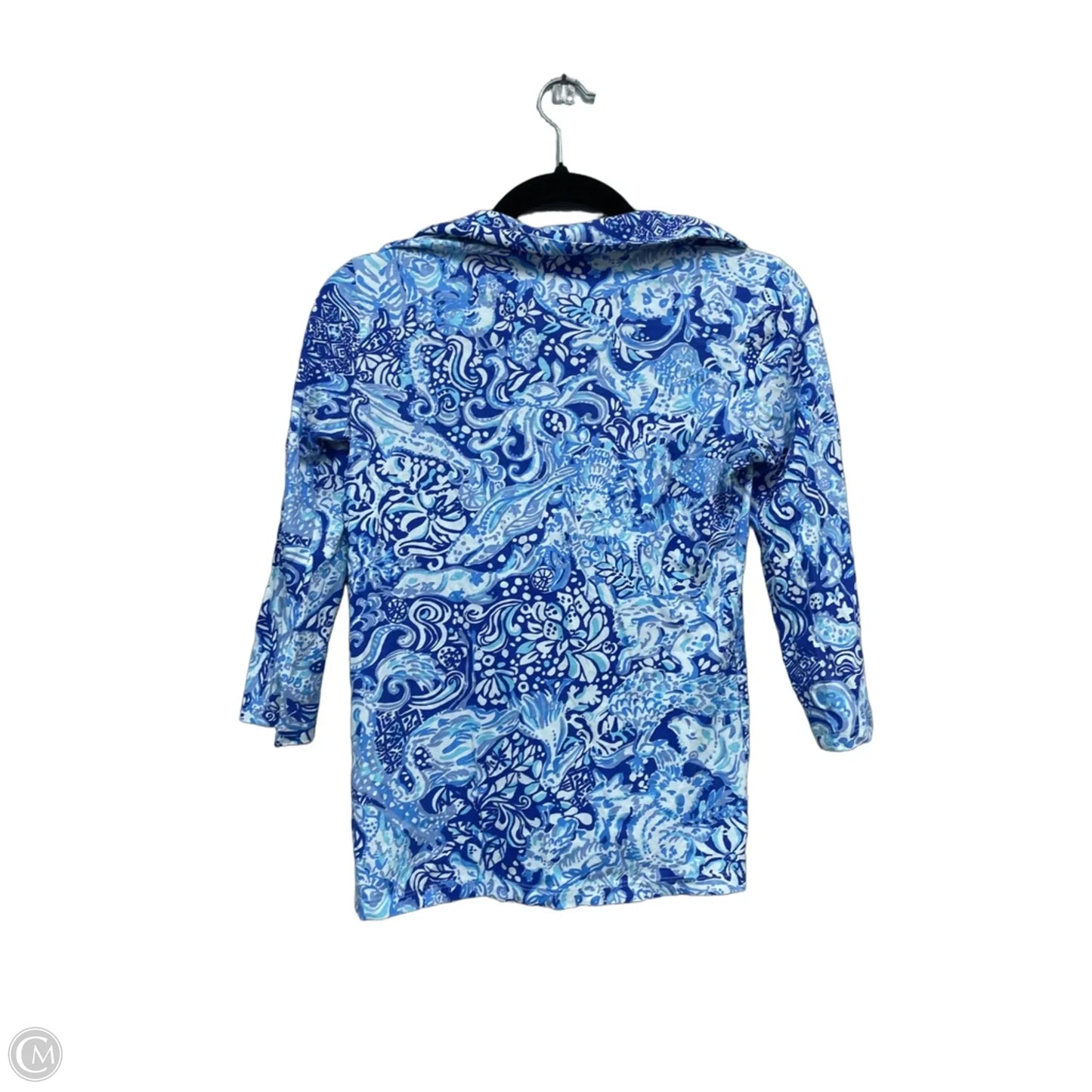Top 3/4 Sleeve Designer By Lilly Pulitzer In Blue & White, Size: Xs