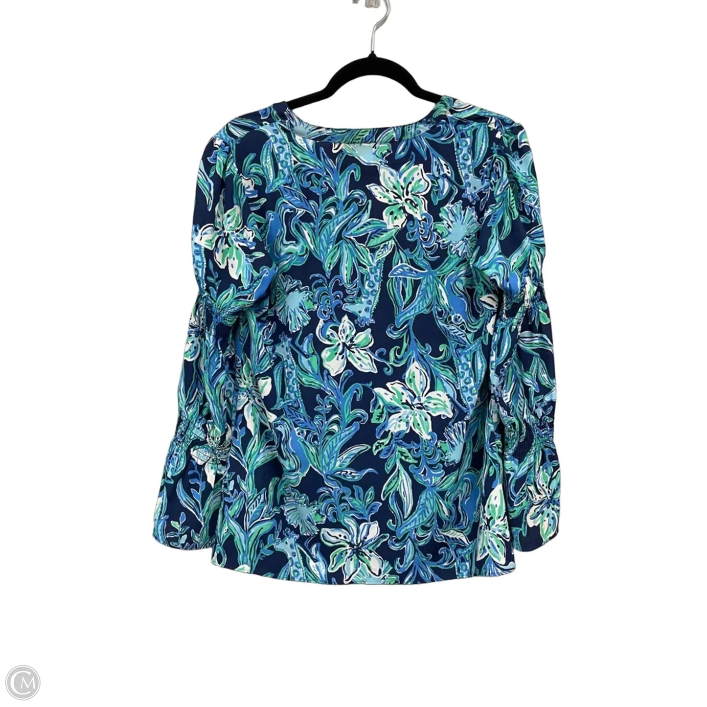 Top Long Sleeve Designer By Lilly Pulitzer In Blue & Green, Size: S