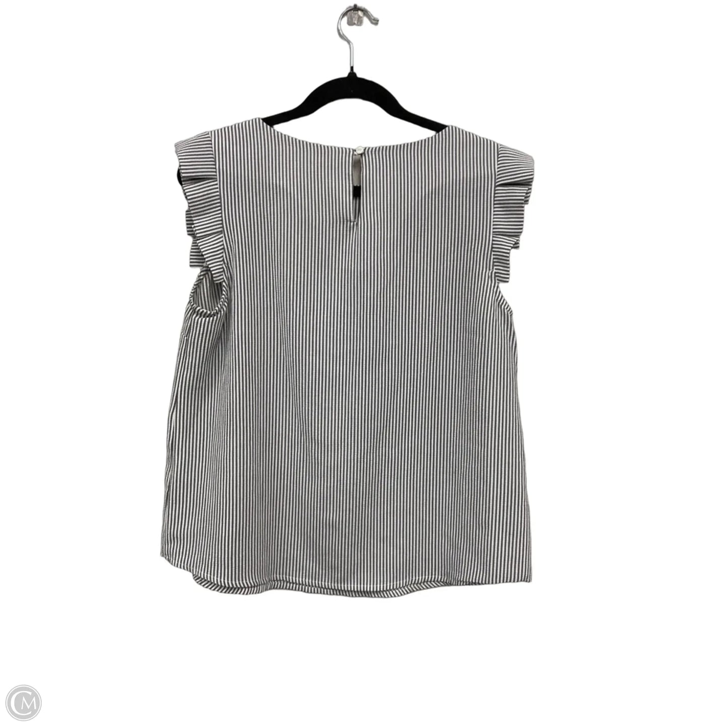Top Short Sleeve By Monteau In Grey & White, Size: L