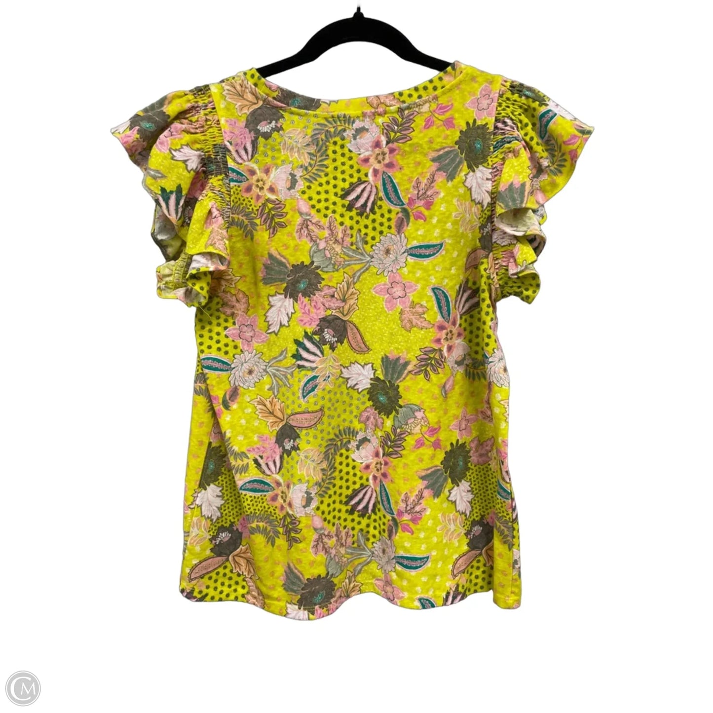Top Short Sleeve By Loft In Pink & Yellow, Size: M