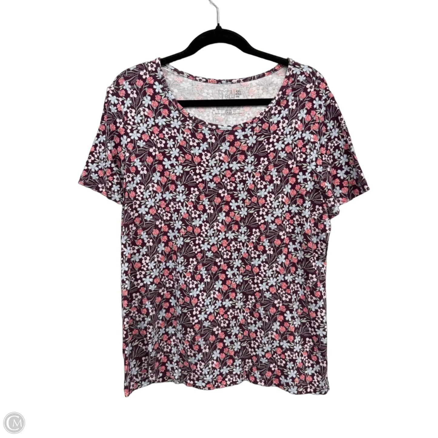 Top Short Sleeve Basic By Time And Tru In Blue & Pink, Size: Xxl