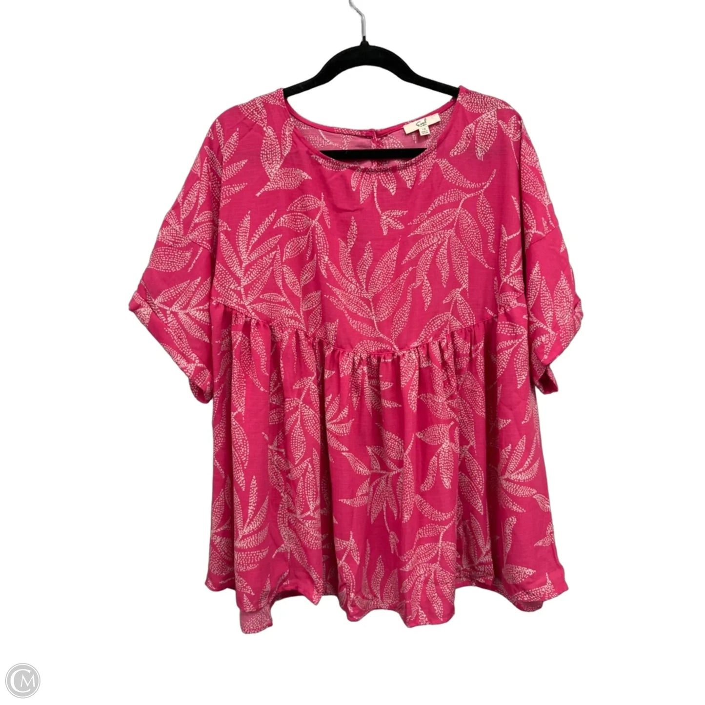 Top Short Sleeve By Easel In Pink & White, Size: 1x