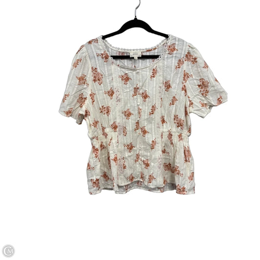 Top Short Sleeve By Blu Pepper In Cream & Orange, Size: 3x