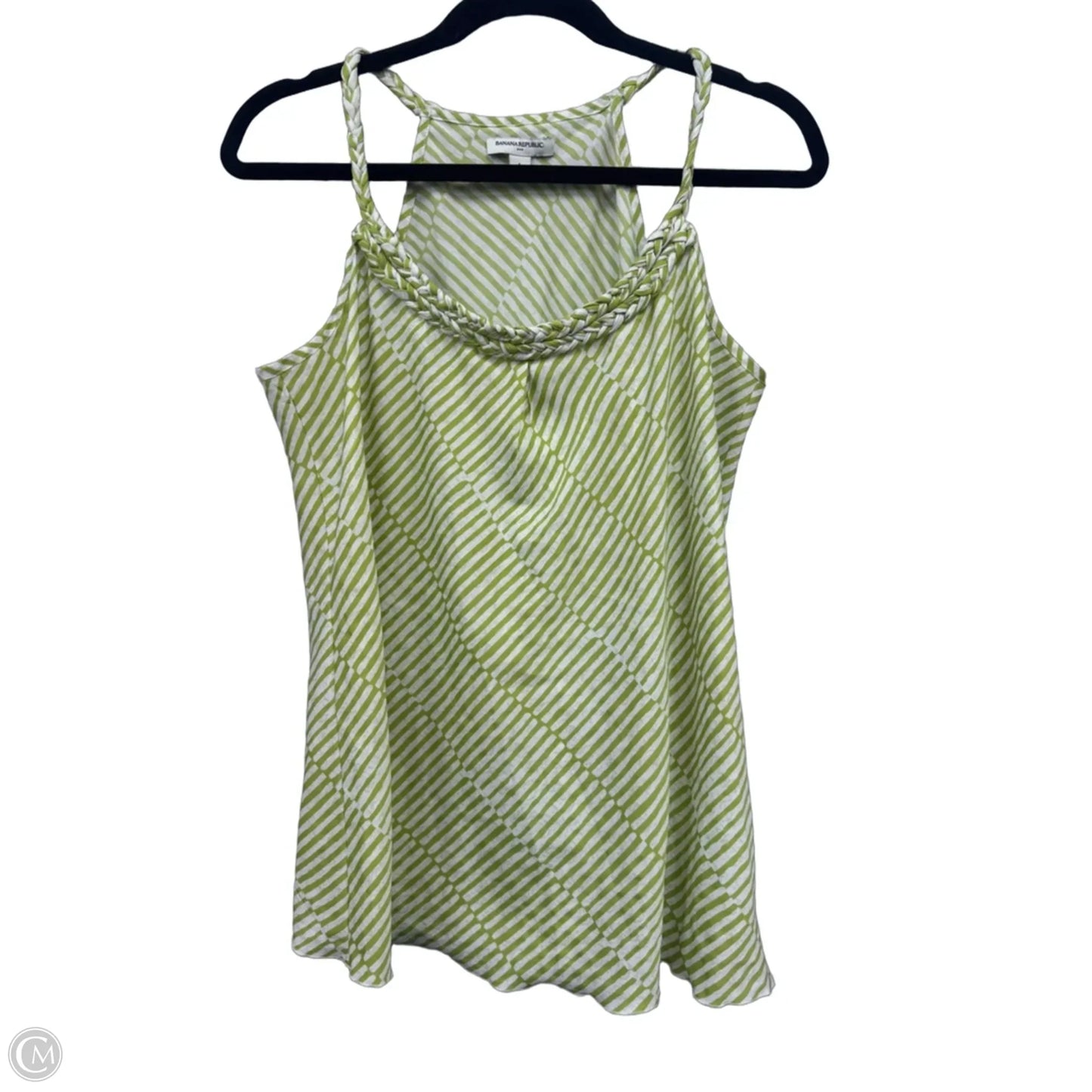 Top Sleeveless By Banana Republic In Green & White, Size: L