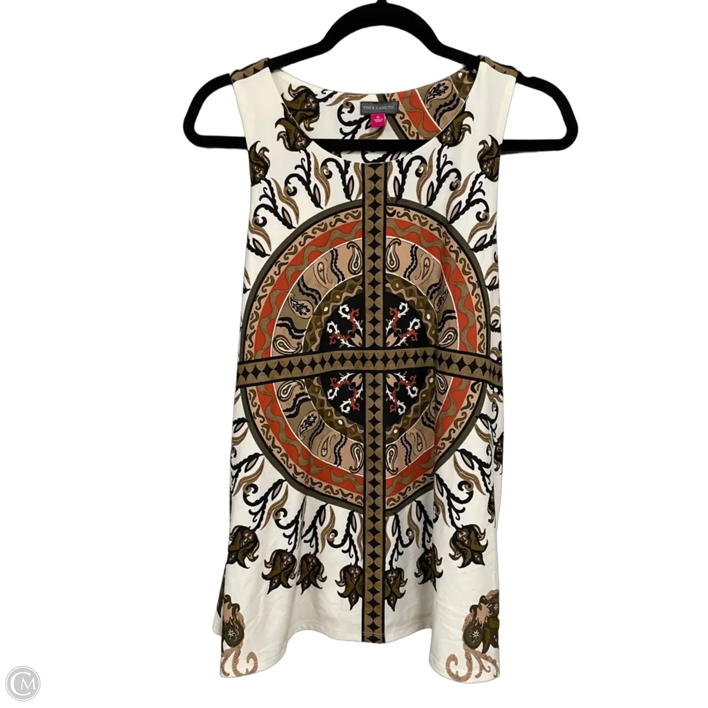 Blouse Sleeveless By Vince Camuto In Cream & Tan, Size: Xl