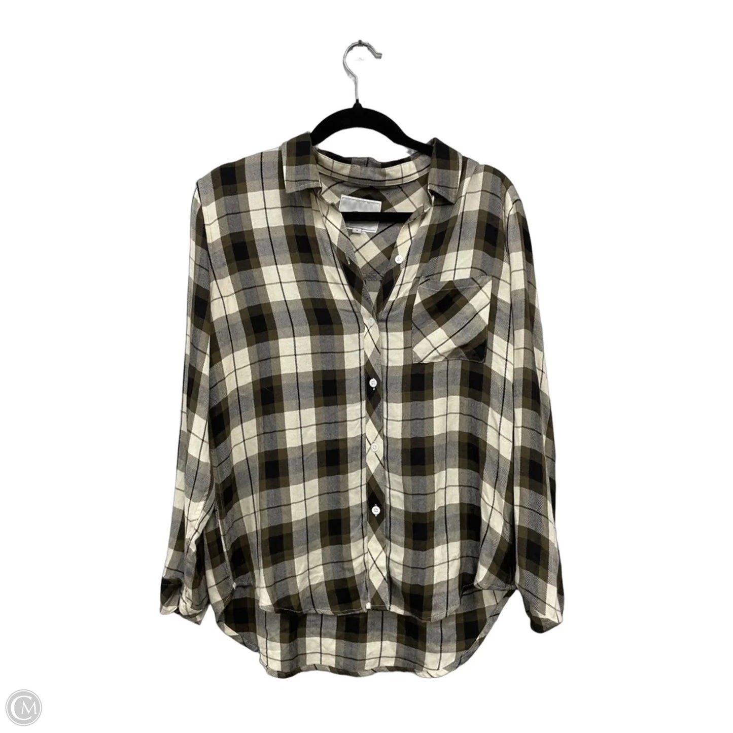 Top Long Sleeve By Rails In Cream & Green, Size: S