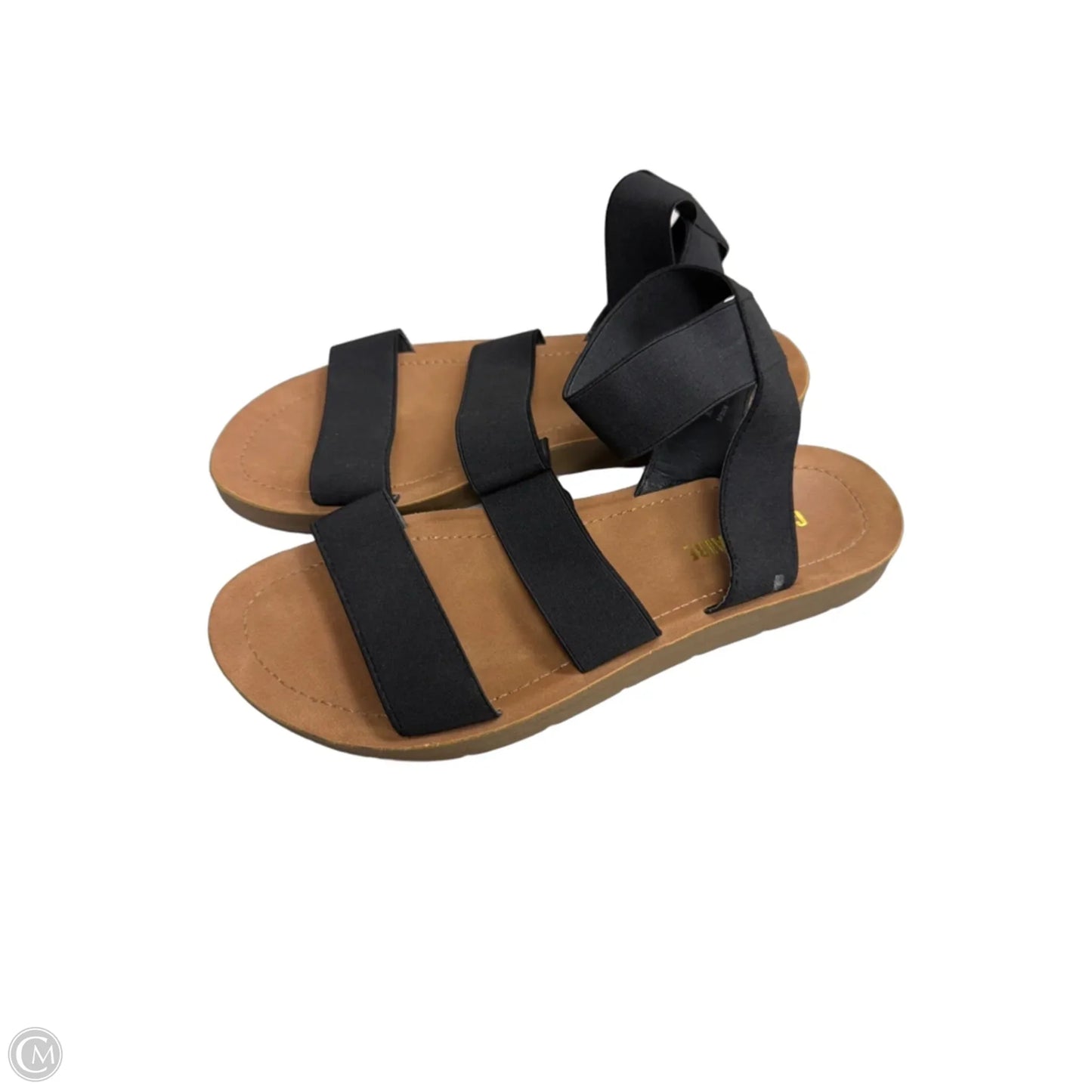 Sandals Flats By Cushionaire In Black & Tan, Size: 7.5
