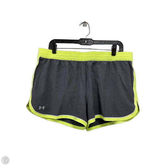 Athletic Shorts By Under Armour In Grey & Yellow, Size: L