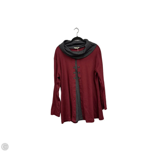 Tunic Long Sleeve By Clothes Mentor In Grey & Red, Size: 3x