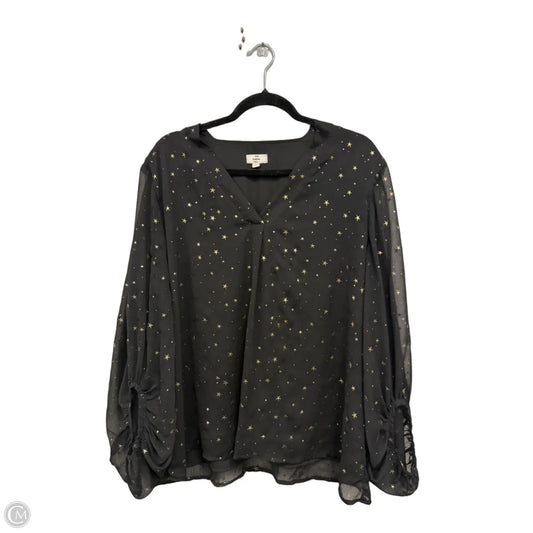 Blouse Long Sleeve By Entro In Black & Gold, Size: L