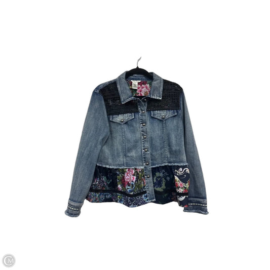 Jacket Denim By John Mark In Black & Blue, Size: M