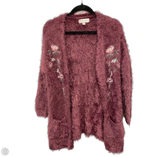 Sweater Cardigan By Knox Rose In Maroon, Size: S
