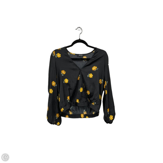 Blouse Long Sleeve By Madewell In Black & Yellow, Size: S