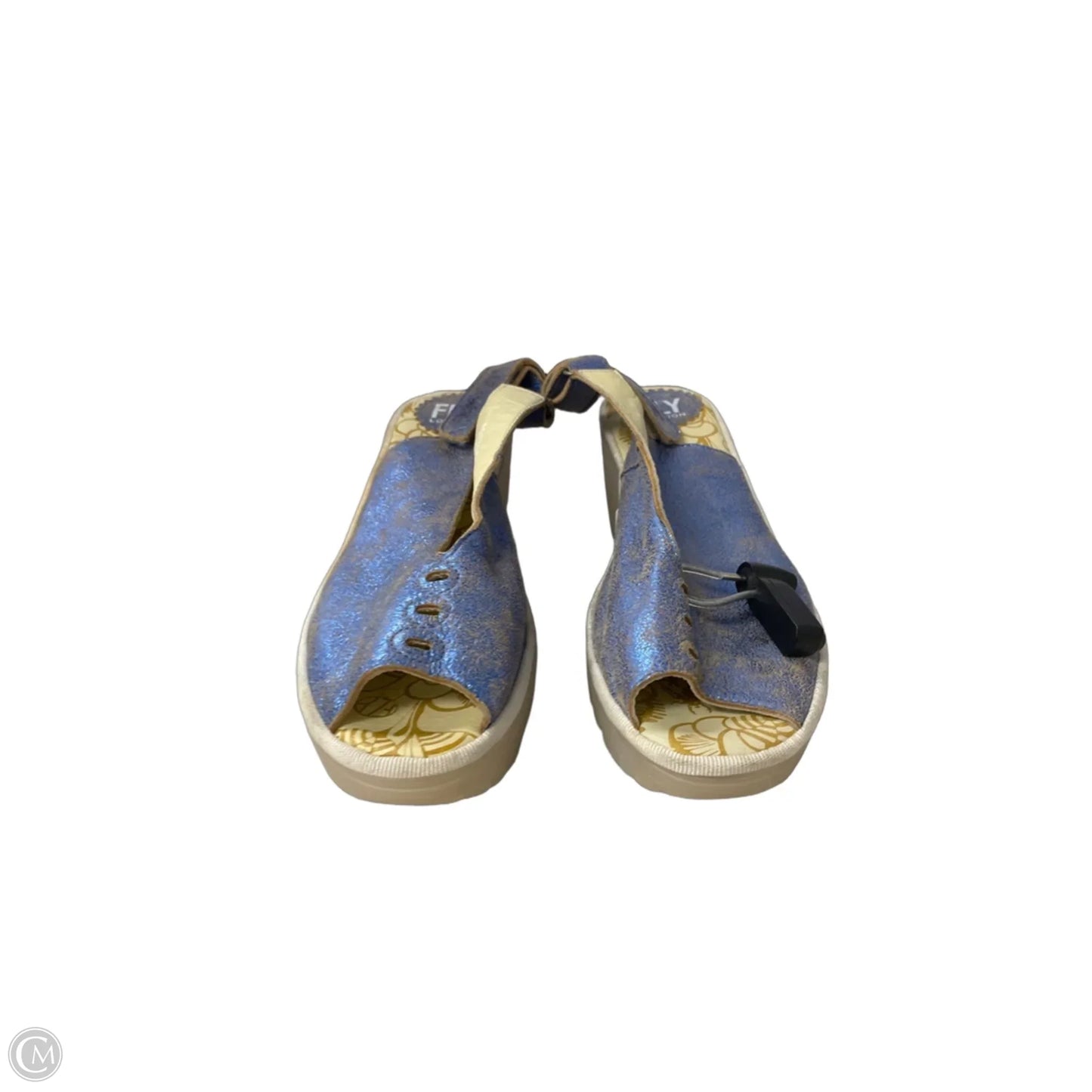 Sandals Heels Wedge By Fly London In Blue & Cream, Size: 8.5