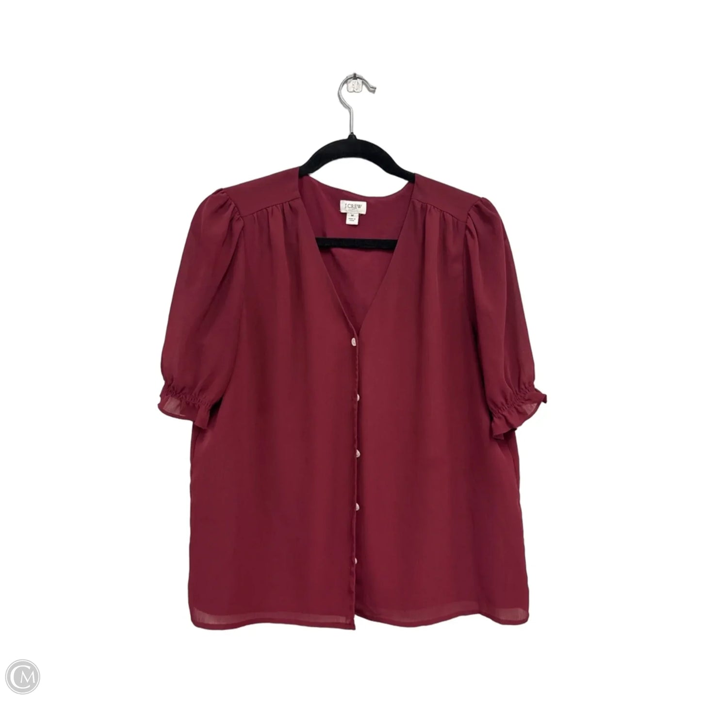 Blouse Short Sleeve By J. Crew In Maroon, Size: M