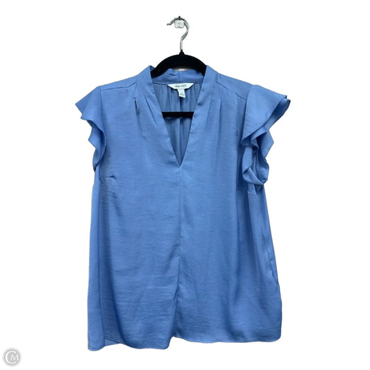 Blouse Short Sleeve By Nine West In Blue, Size: M
