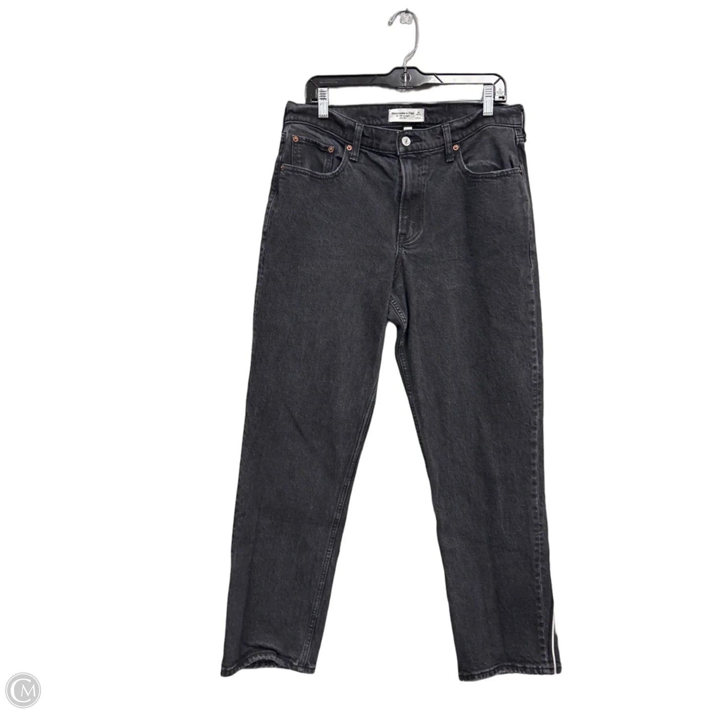 Jeans Straight By Abercrombie And Fitch In Black Denim, Size: 12