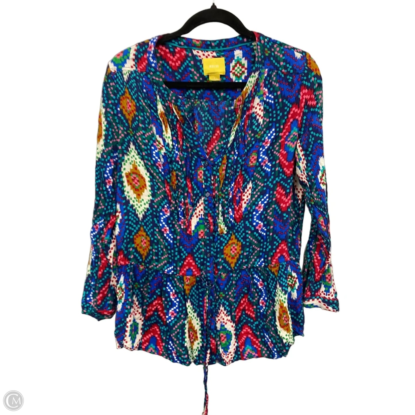Blouse Long Sleeve By Maeve In Blue & Red, Size: 8