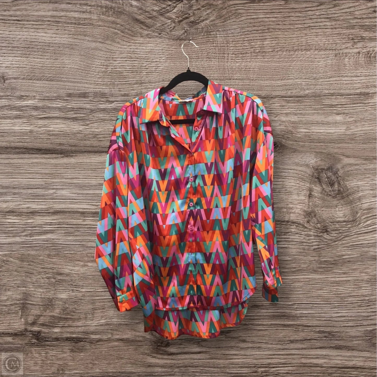 Blouse Long Sleeve By Jodifl In Geometric Pattern, Size: L