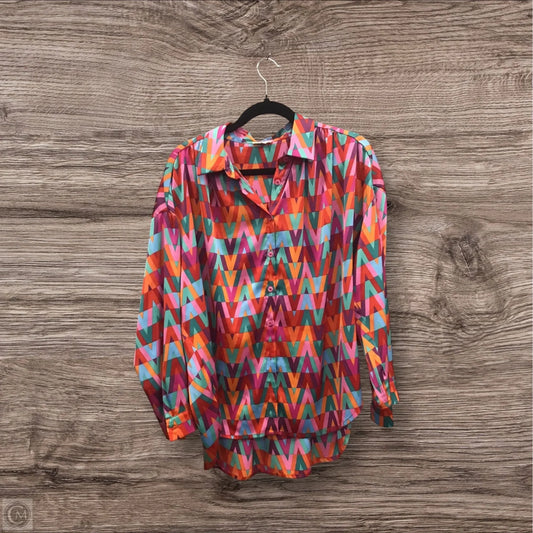 Blouse Long Sleeve By Jodifl In Geometric Pattern, Size: L