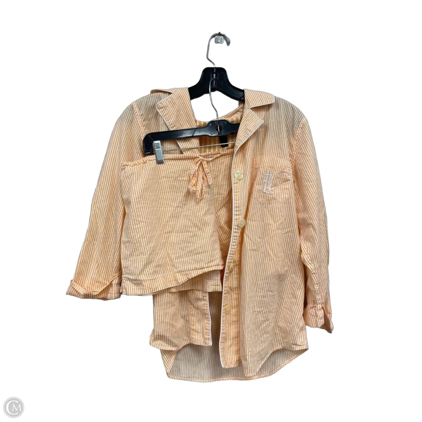 Pajamas 2pc By Lauren By Ralph Lauren In Orange & White, Size: M
