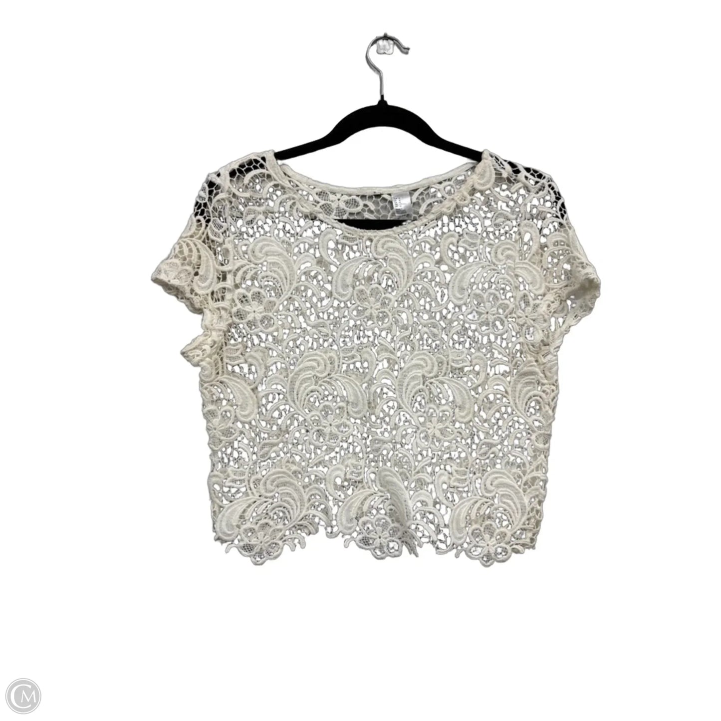 Top Short Sleeve By H&m In Cream, Size: M