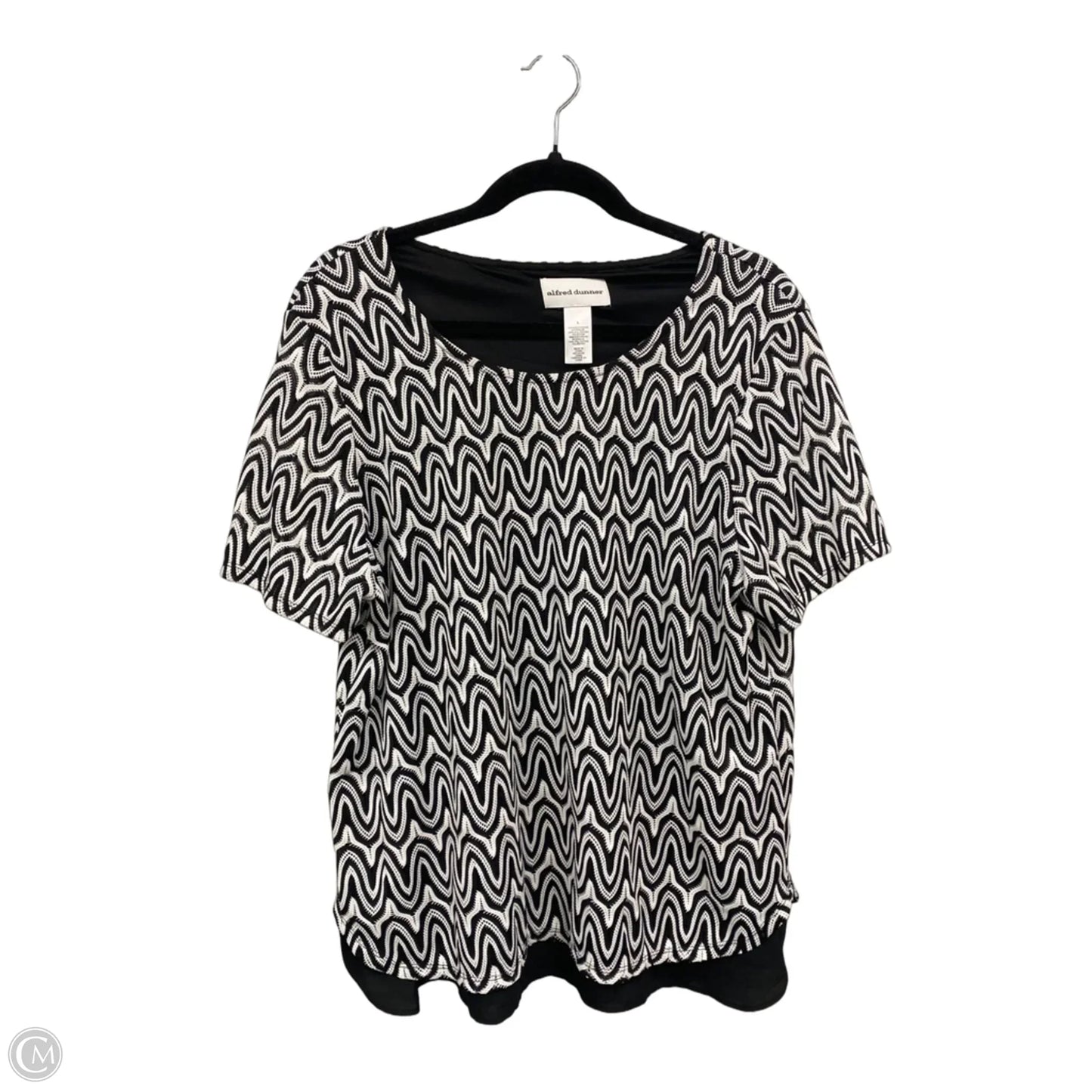 Top Short Sleeve Basic By Alfred Dunner In Black & White, Size: L