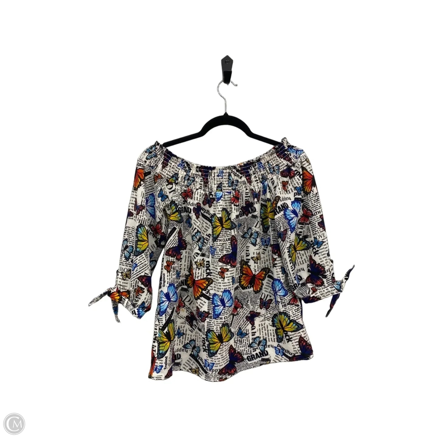 Blouse 3/4 Sleeve By Clothes Mentor In Black & White, Size: S