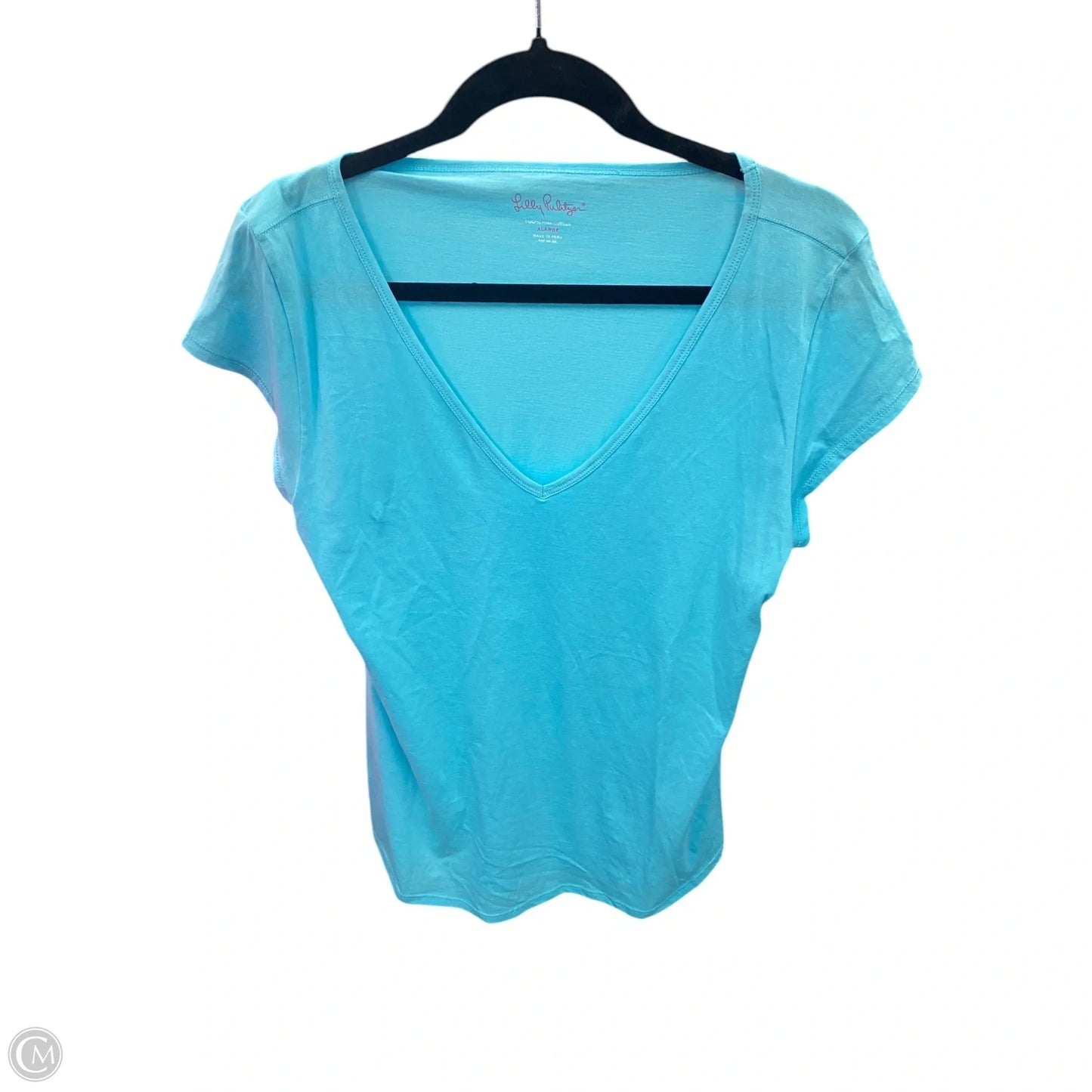 Top Short Sleeve Designer By Lilly Pulitzer In Blue, Size: Xl