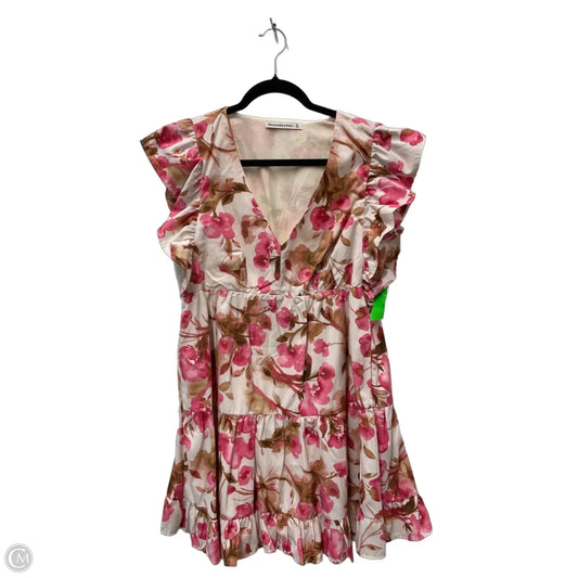 Dress Casual Short By Abercrombie And Fitch In Cream & Pink, Size: M